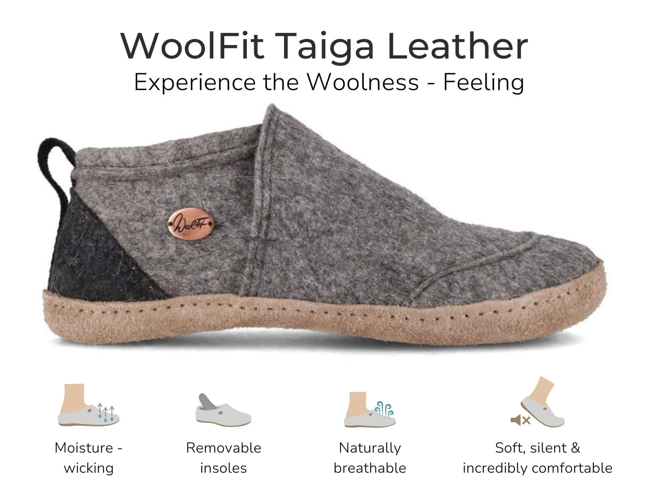 WoolFit Taiga | Felt Slipper Boots with Leather Sole