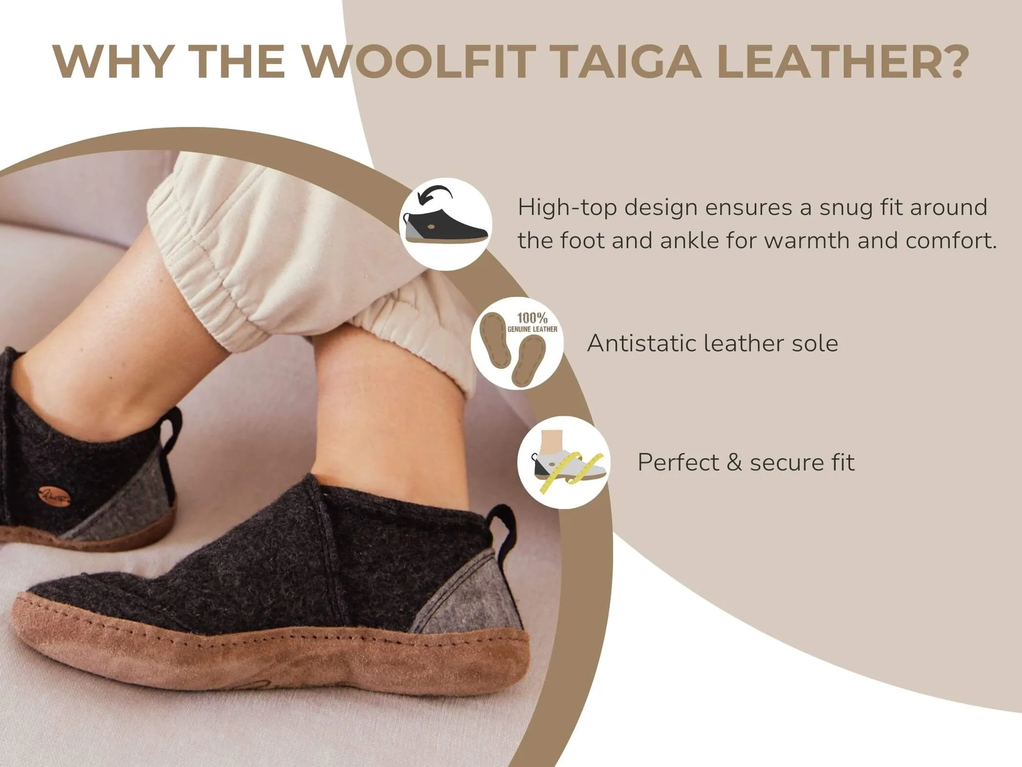 WoolFit Taiga | Felt Slipper Boots with Leather Sole