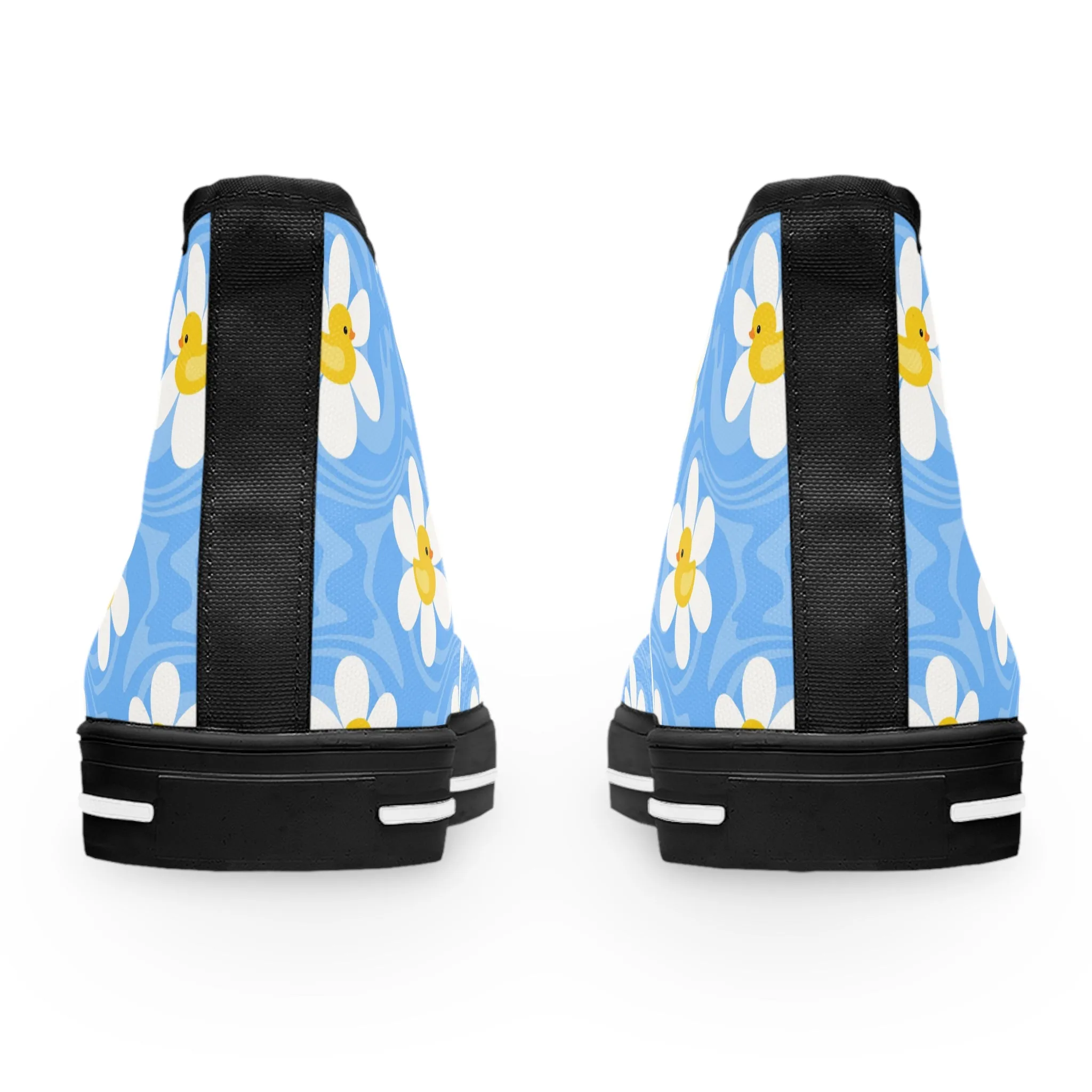 Yellow Duck on Flowers Women's High Top Sneakers