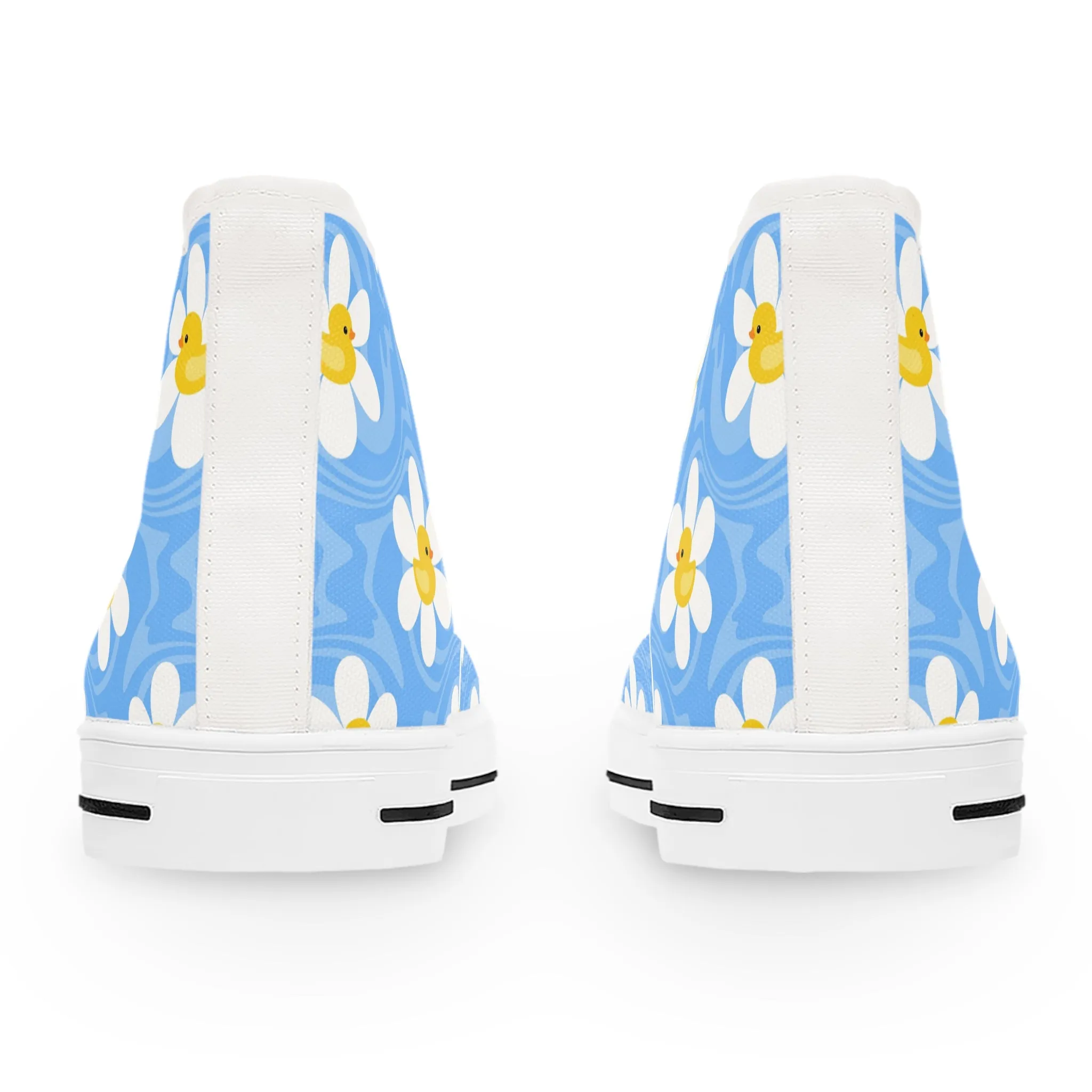 Yellow Duck on Flowers Women's High Top Sneakers